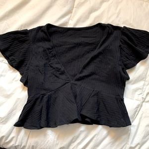 Black Peplum Crop Top